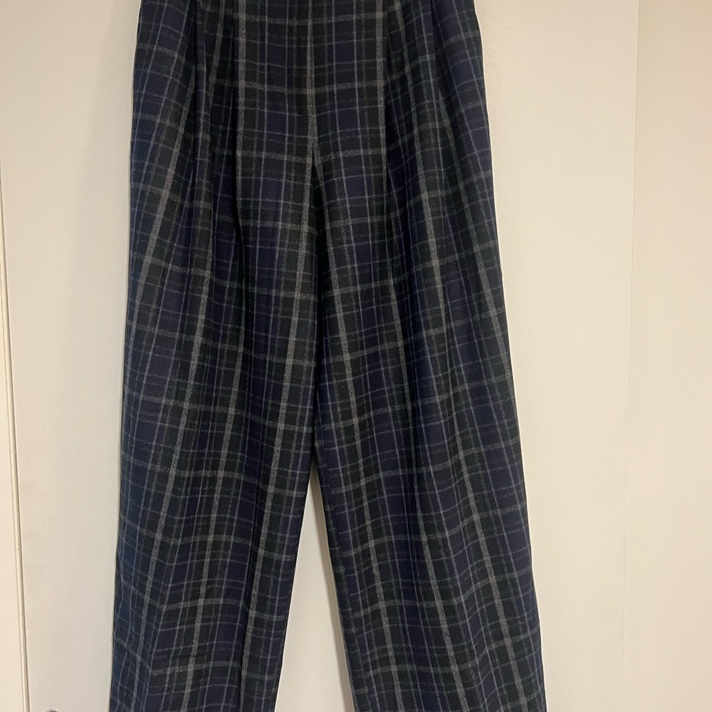 COS Navy and Gray Checkered Trousers
